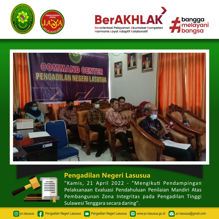 Pendampingan Pelaksanaan Evaluasi Pendahuluan Penilaian Mandiri Atas Pembangunan Zona Integritas 