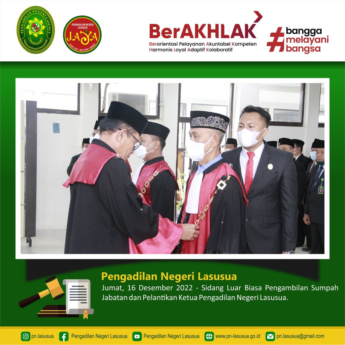 Sidang Luar Biasa Pengambilan Sumpah Jabatan dan Pelantikan Ketua Pengadilan Negeri Lasusua