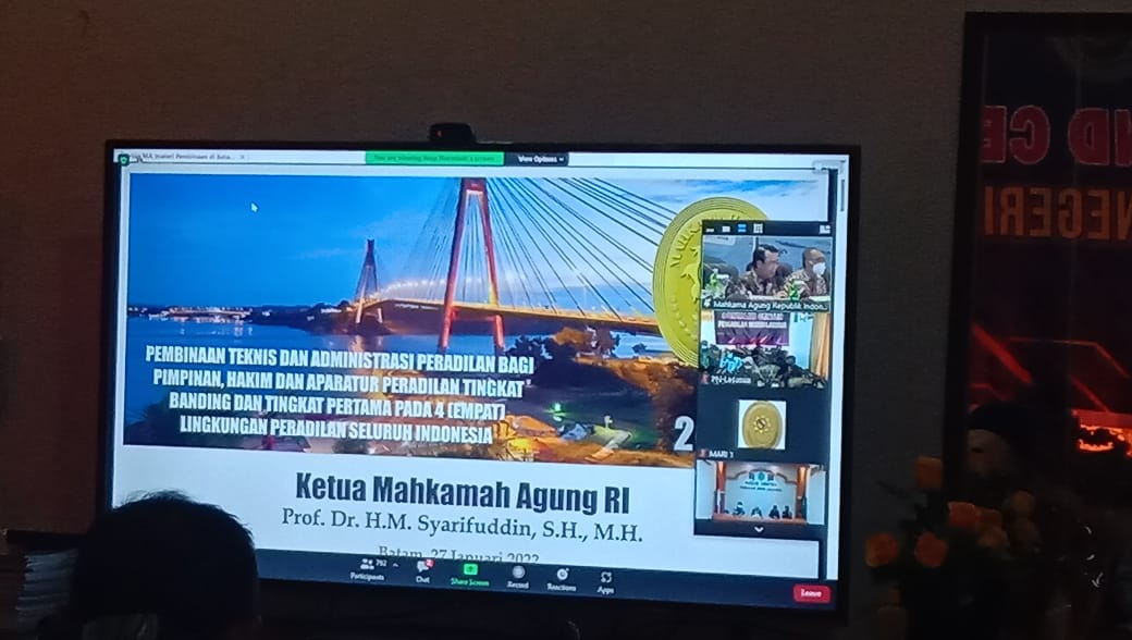 Pembinaan Bidang Teknis dan Administrasi Yudisial oleh Pimpinan Mahkamah Agung Republik Indonesia secara virtual