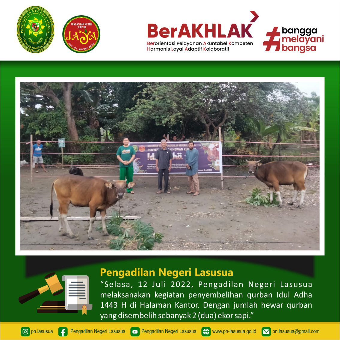 Penyembelihan Hewan Qurban Idul Adha 1443 H di Pengadilan Negeri Lasusua